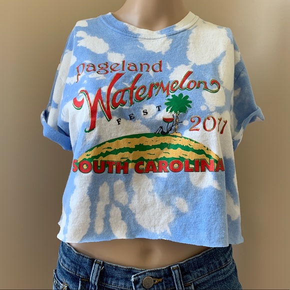 Custom Dyed Watermelon Fest Cropped Tee Small - Picture 3 of 12